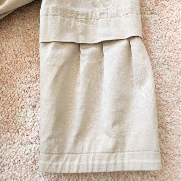 Beige Mid-Length Bell Sleeve Trench Coat with Rounded Neck & Waist Belt - Picture 4 of 16